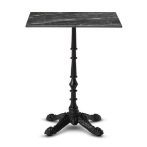 bistro square dining table with a marquina marble laminate top
