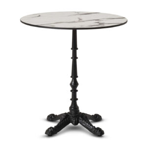 bistro round dining table with a white laminate top