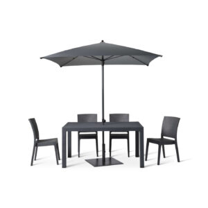 Canterbury 6 Seater Table and 4 Side chairs with Plaza Parasol in Anthracite with Black Plaza Metal Base