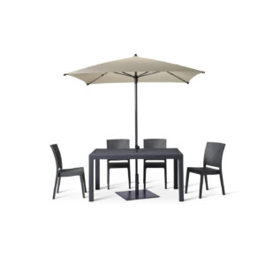 Canterbury 6 Seater Table and 4 Side chairs with a Plaza Parasol in Ecru