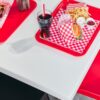 "Strata-Anthracite-Side-Chair-and-Strata-Red-Side-Chair-with-Madrid-Flip-Top-Dining-Height-Table-Base-and-800-Square-White-Werzalit-Table-Top-2.jpg"