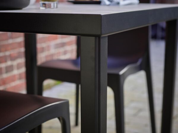 urban concrete dining table with strata anthracite side chair