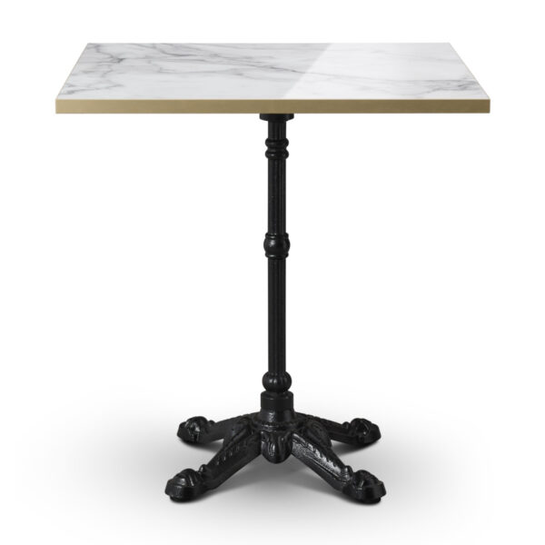 tuff top premium high gloss calacatta marble square top on bistro dining base