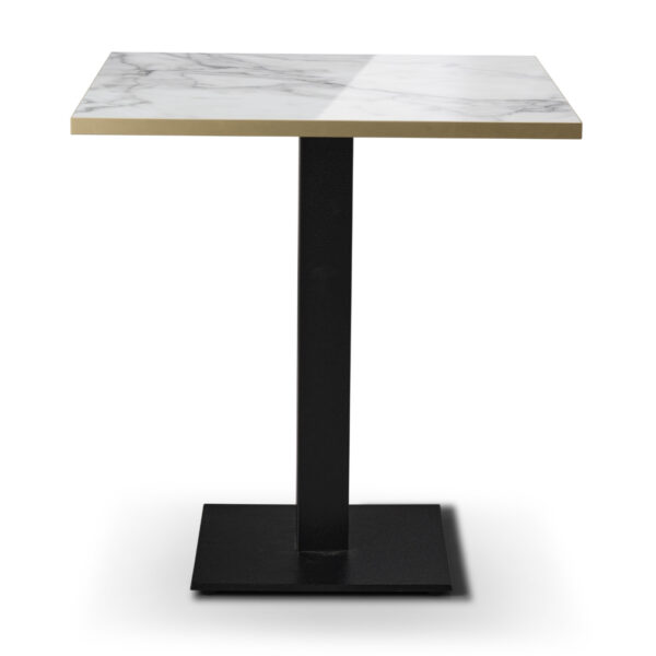 tuff top premium high gloss calacatta marble square top on forza dining base
