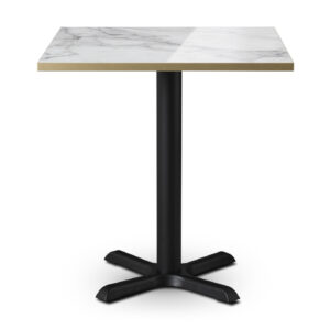 tuff top premium high gloss marbled calacatta square top on Phoenix Small Cruciform dining Base