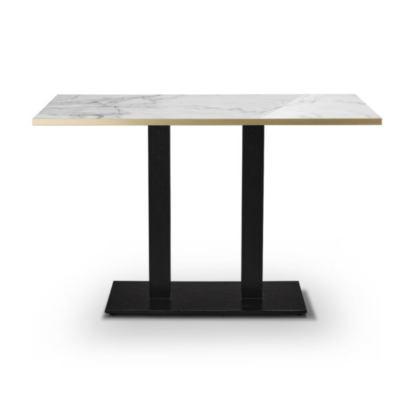 tuff top premium high gloss calacatta marble top on forza twin dining base