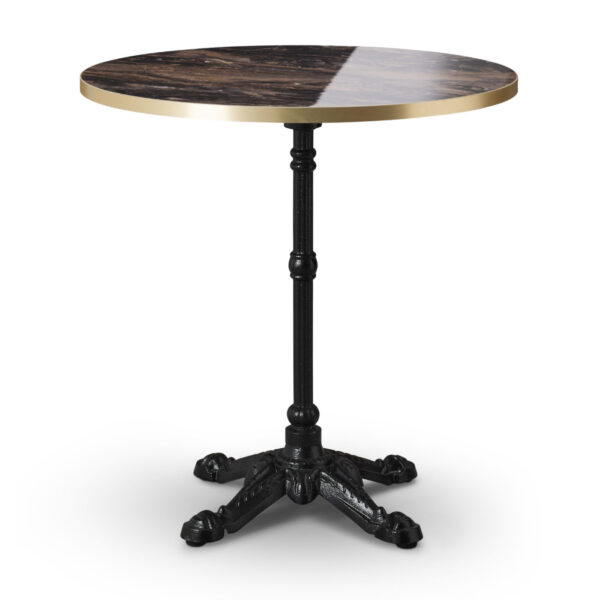 tuff top premium high gloss marbled cappuccino round top on bistro dining table