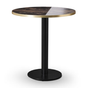 tuff top premium high gloss marbled cappuccino round top on forza round dining base