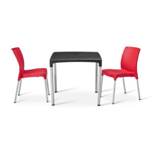 vibe table with 2 red vibe chairs