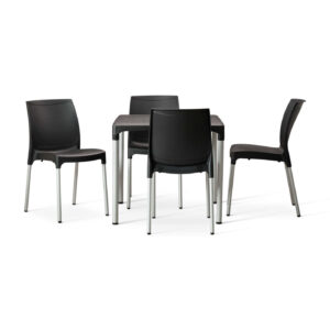 vibe table with 4 black vibe chairs