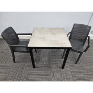 urban concrete table with 2 Richmond armchairs