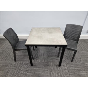 urban concrete table with 2 Richmond dining chairs