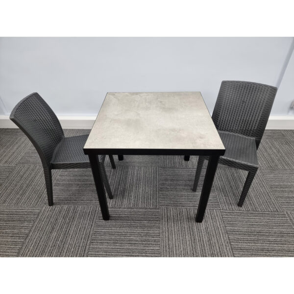 urban concrete table with 2 Richmond dining chairs