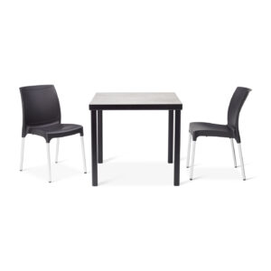 urban concrete table with 2 vibe black chairs