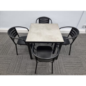 urban concrete table with 4 carmen black chairs