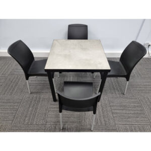 urban concrete table with 4 vibe black chairs
