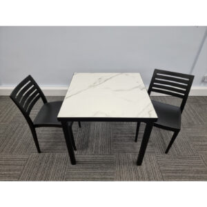 urban marble table with 2 fresco anthracite chairs