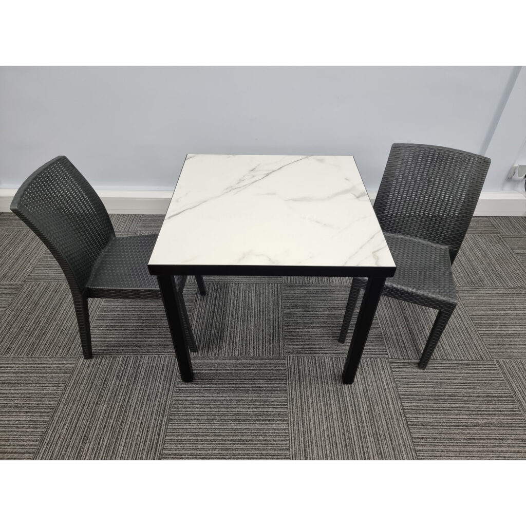 Urban Ceramic Table in Marble with 2 Canterbury Side Chairs Simply