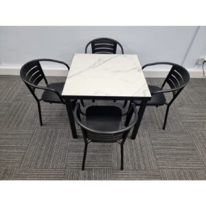 urban marble table with 4 carmen black chairs