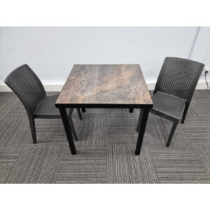 urban rust table with 2 Richmond dining chairs