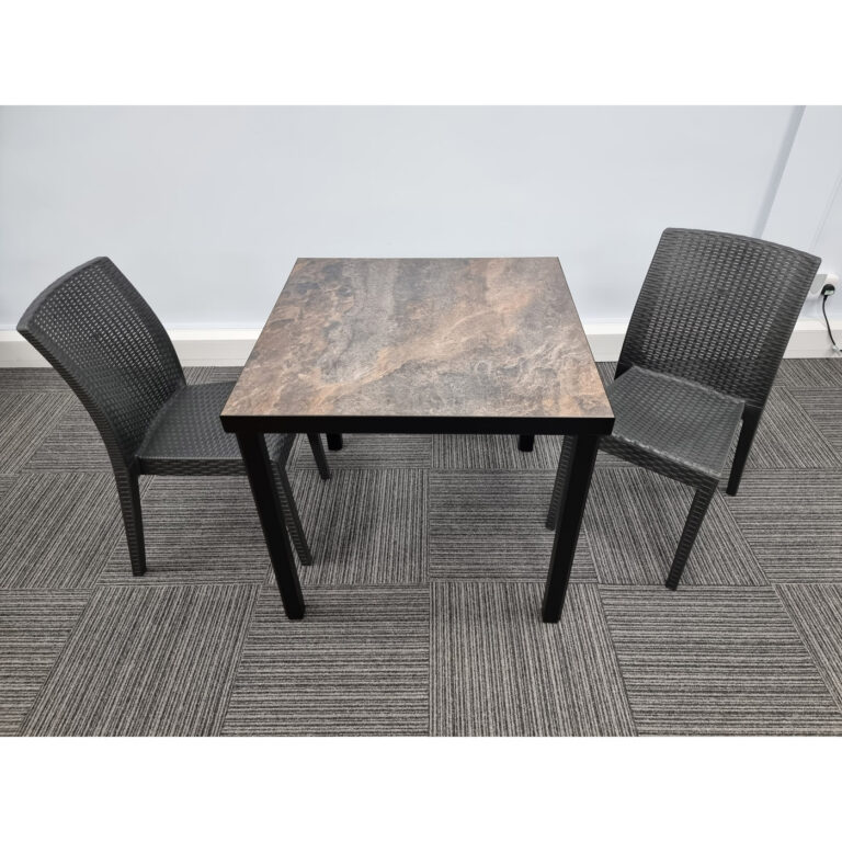Urban Ceramic Table in Rust with 2 Canterbury Dining Chairs Simply