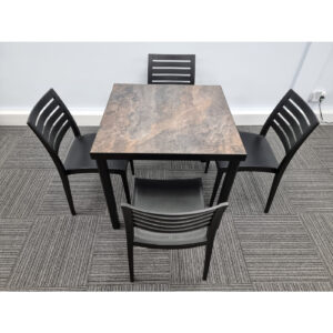 urban rust table with 4 fresco anthracite chairs