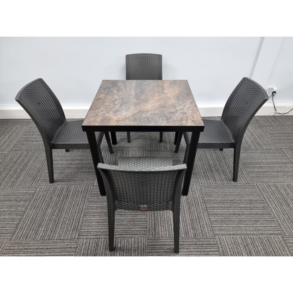 Urban Ceramic Table in Rust with 4 Canterbury Side Chairs Simply