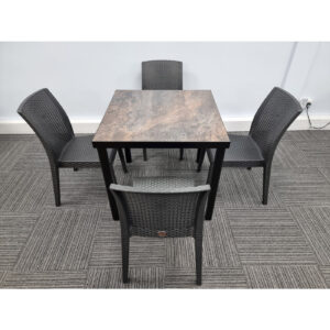 urban rust table with 4 Richmond dining chairs