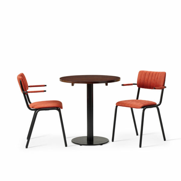 "Bourbon-Armchair-in-Tabasco-with-Solid-Wood-Walnut-Forza-Round-Table.jpg"