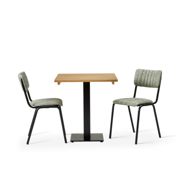 "Bourbon-Side-Chair-in-Fern-with-Solid-Wood-Oak-Forza-Square-Table.jpg"