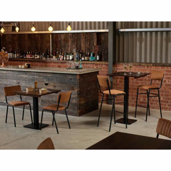 "Bourbon-side-and-Bar-chairs-in-Allspice-with-Solid-Wood-Walnut-Square-tops-on-Forza-square-bases-1.jpg"
