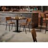 "Bourbon-side-and-Bar-chairs-in-Allspice-with-Solid-Wood-Walnut-Square-tops-on-Forza-square-bases-2.jpg"