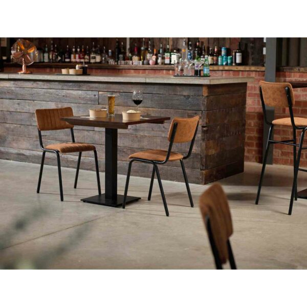 "Bourbon-side-and-Bar-chairs-in-Allspice-with-Solid-Wood-Walnut-Square-tops-on-Forza-square-bases-2.jpg"